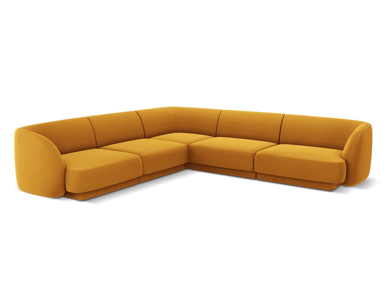 Coltar simetric 5 locuri, Miley, Micadoni Home, BL, 252x252x74 cm, catifea, galben - imagine 6